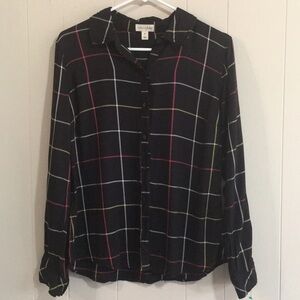 Maison Jules Plaid Button Front Size M